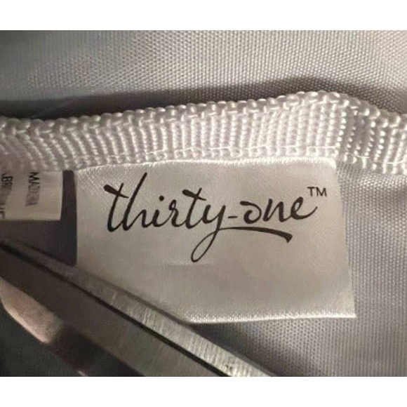 Thirty-One Cinch Sac Zipper Black‎ Dots with Pink 'W' 18 1/2" Long x 14" Wide - Picture 5 of 6